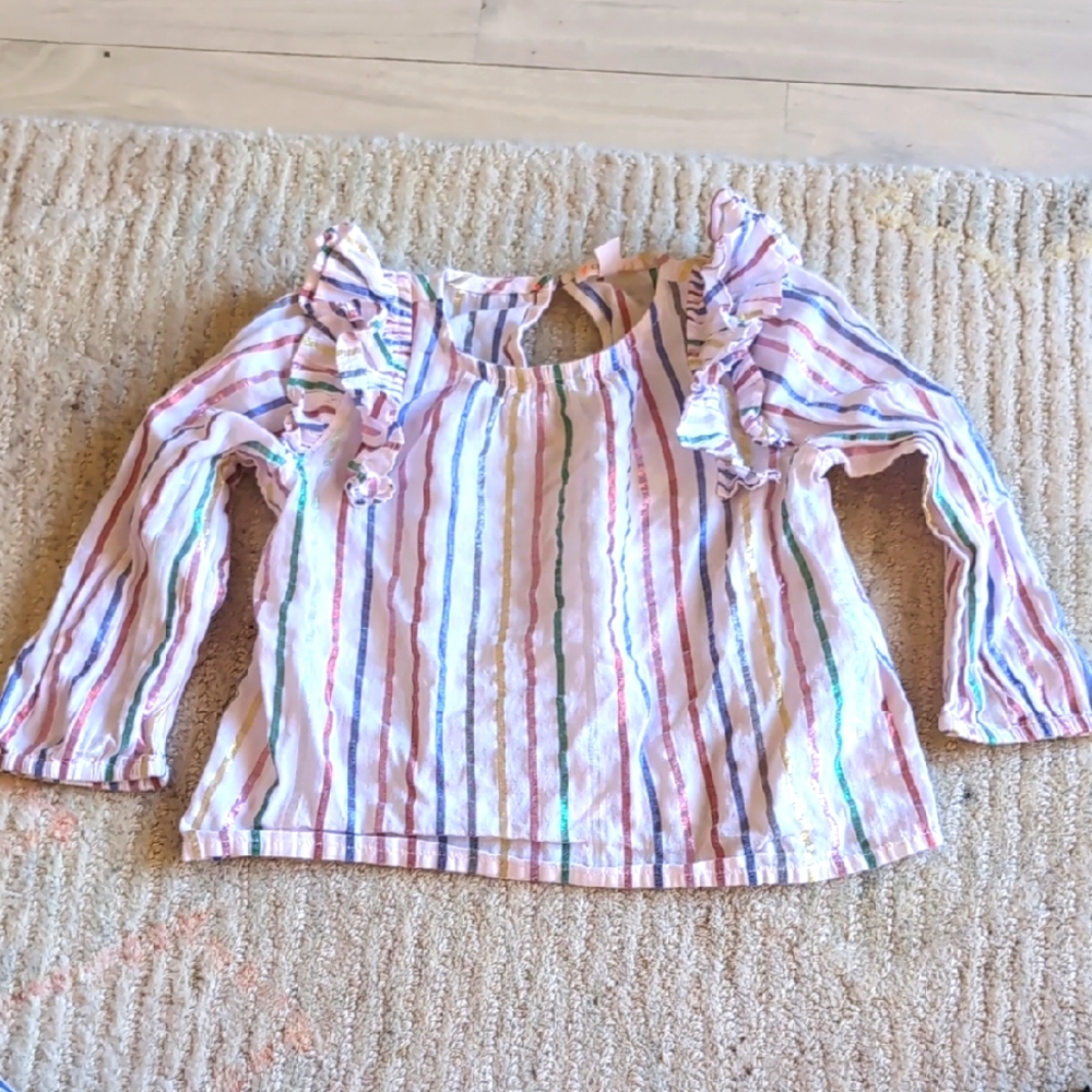 4/$20 Crewcuts Peasant Blouse Ruffled Shoulders